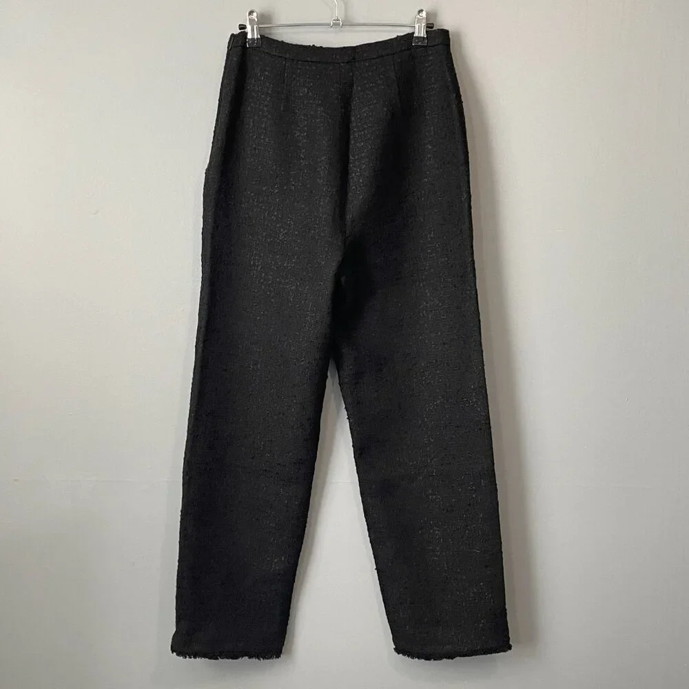 New Ted Baker Tweed Straight Leg Trousers Black size 1, 4, Small